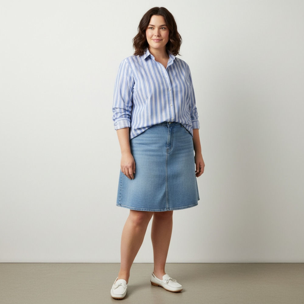 Frank & Eileen Classic Shirt Blue & White Striped Long Sleeve XL